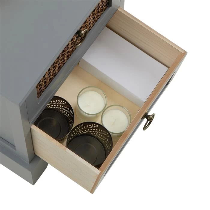 Nachttisch PADMA Mit 2 Schubladen Und Wiener Geflecht, Grau 4 Nachttisch PADMA Mit 2 Schubladen Und Wiener Geflecht, Grau – Bild 4