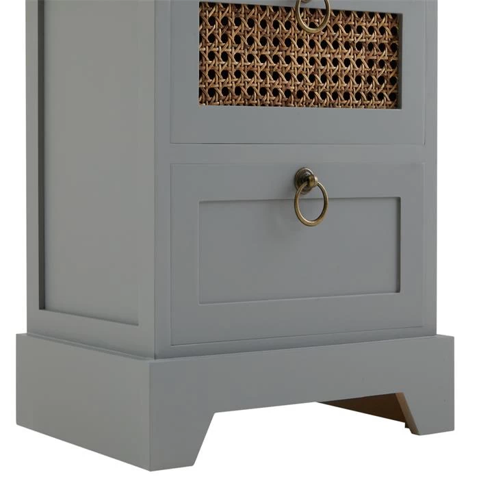 Nachttisch PADMA Mit 2 Schubladen Und Wiener Geflecht, Grau 5 Nachttisch PADMA Mit 2 Schubladen Und Wiener Geflecht, Grau – Bild 5