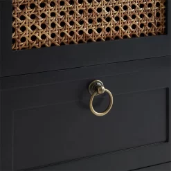 Nachttisch RAJA Mit 3 Schubladen Und Wiener Geflecht, Schwarz -Berühmt Möbel 95339 6