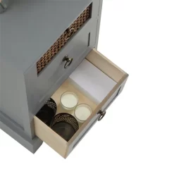 Nachttisch RAJA Mit 3 Schubladen Und Wiener Geflecht, Grau 9 Nachttisch RAJA Mit 3 Schubladen Und Wiener Geflecht, Grau -Berühmt Möbel 95340 4