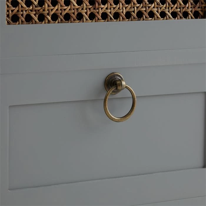 Nachttisch RAJA Mit 3 Schubladen Und Wiener Geflecht, Grau 5 Nachttisch RAJA Mit 3 Schubladen Und Wiener Geflecht, Grau – Bild 5