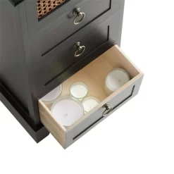 Nachttisch VANIKA Mit 4 Schubladen Und Wiener Geflecht, Schwarz -Berühmt Möbel 95342 4