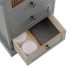 Nachttisch VANIKA Mit 4 Schubladen Und Wiener Geflecht, Grau 10 Nachttisch VANIKA Mit 4 Schubladen Und Wiener Geflecht, Grau -Berühmt Möbel 95343 4