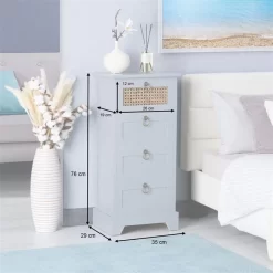 Nachttisch VANIKA Mit 4 Schubladen Und Wiener Geflecht, Grau 11 Nachttisch VANIKA Mit 4 Schubladen Und Wiener Geflecht, Grau -Berühmt Möbel 95343 AC8