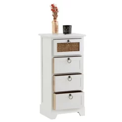 Nachttisch VANIKA Mit 4 Schubladen Und Wiener Geflecht, Weiß 10 Nachttisch VANIKA Mit 4 Schubladen Und Wiener Geflecht, Weiß -Berühmt Möbel 95344 2