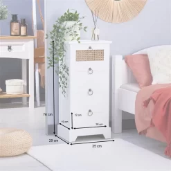 Nachttisch VANIKA Mit 4 Schubladen Und Wiener Geflecht, Weiß 11 Nachttisch VANIKA Mit 4 Schubladen Und Wiener Geflecht, Weiß -Berühmt Möbel 95344 AC8