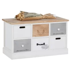 Sitzbank SALVA In Weiß, 6 Schubkästen