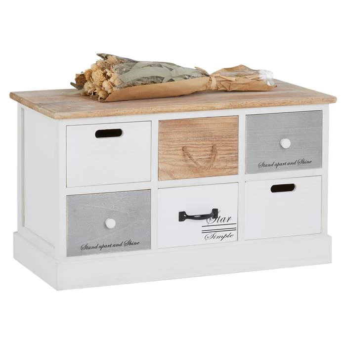 Sitzbank SALVA In Weiß, 6 Schubkästen 1 Sitzbank SALVA In Weiß, 6 Schubkästen