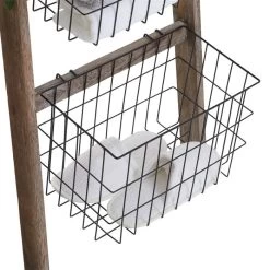 Leiterregal FLORISTA In Dunkelbraun Mit 4 Metallkörben -Berühmt Möbel 95409 2