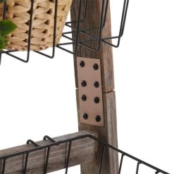 Leiterregal FLORISTA In Dunkelbraun Mit 4 Metallkörben -Berühmt Möbel 95409 3