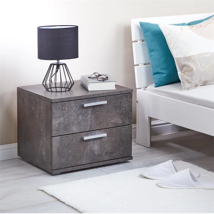 Nachttisch MAXIMA In Beton Dunkel Mit 2 Schubladen 2 Nachttisch MAXIMA In Beton Dunkel Mit 2 Schubladen – Bild 2