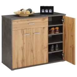 Schuhschrank DEUSTO In Beton Dunkel/Wotan Eiche -Berühmt Möbel 95439 3 N