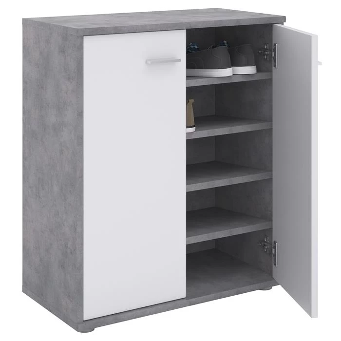 Schuhschrank LENNIS 2 Türen In Betonoptik/weiß 1 Schuhschrank LENNIS 2 Türen In Betonoptik/weiß