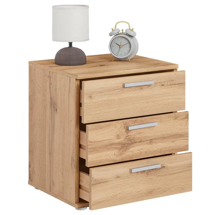 Nachttisch MARIELLA In Wotan Eiche Mit 3 Schubladen 3 Nachttisch MARIELLA In Wotan Eiche Mit 3 Schubladen – Bild 3