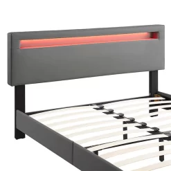 Polsterbett COLUMBUS 140x200 Cm, LED Beleuchtung, Kunstleder Grau 9 Polsterbett COLUMBUS 140x200 Cm, LED Beleuchtung, Kunstleder Grau -Berühmt Möbel 95538 2