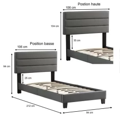 Polsterbett DESTINO 90x200 Cm, Kunstleder Grau -Berühmt Möbel 95544 5