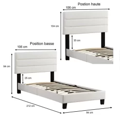 Polsterbett DESTINO 90x200 Cm, Kunstleder Weiß -Berühmt Möbel 95545 5