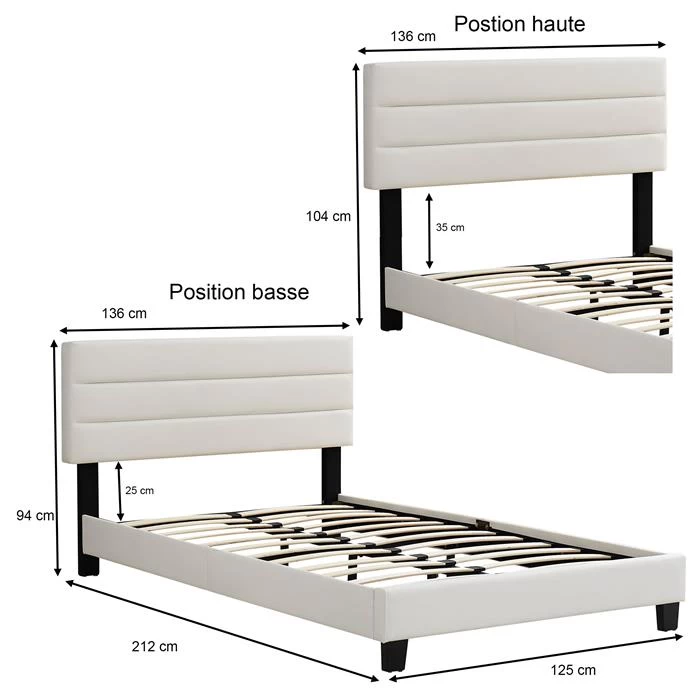 Polsterbett GREENPORT 120x200 Cm, Kunstleder Weiß 5 Polsterbett GREENPORT 120x200 Cm, Kunstleder Weiß – Bild 5