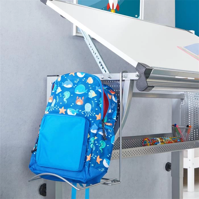 Kinderschreibtisch SARI, Neigbar Und Höhenverstellbar In Weiß/alu 5 Kinderschreibtisch SARI, Neigbar Und Höhenverstellbar In Weiß/alu – Bild 5