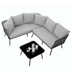 Gartenmöbel Set JAKARTA Mit Seilbespannung Und Polster In Grau -Berühmt Möbel 95607 3