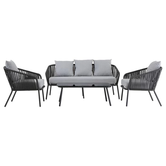 Gartenmöbel Set BENGAL Aus Alu, Mit Seilbespannung In Grau 2 Gartenmöbel Set BENGAL Aus Alu, Mit Seilbespannung In Grau – Bild 2