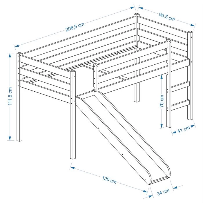Hochbett Mit Rutsche BENNY Weiß, Vorhang PRINZESSIN 2 Hochbett Mit Rutsche BENNY Weiß, Vorhang PRINZESSIN – Bild 2