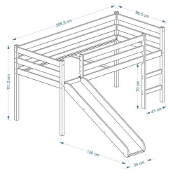 Hochbett Mit Rutsche BENNY, Vorhang Pink/rosa 5 Hochbett Mit Rutsche BENNY, Vorhang Pink/rosa -Berühmt Möbel Benny Skizze 18