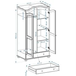 Kleiderschrank BERGEN Mit 2 Türen, Kiefer Honigfarben -Berühmt Möbel Bergen Skizze