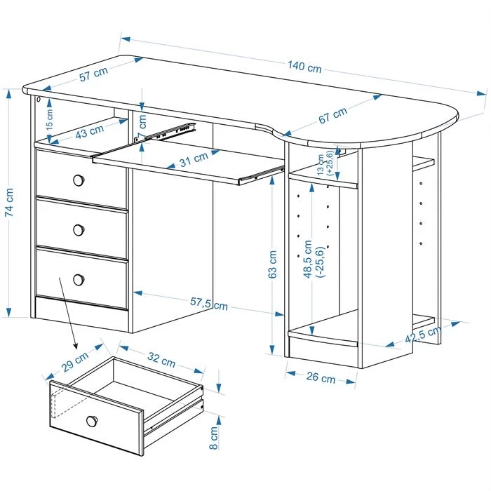 PC-Schreibtisch BOB In Der Farbe Natur 2 PC-Schreibtisch BOB In Der Farbe Natur – Bild 2