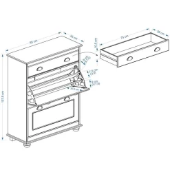 Schuhschrank COLMAR Gebeizt Mit 2 Klappen -Berühmt Möbel COLMAR 8292 8293 Skizze