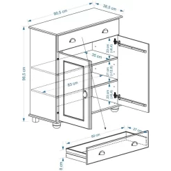 Kommode Vertiko COLMAR Kiefer Massiv Gebeizt -Berühmt Möbel COLMAR 8322 Skizze