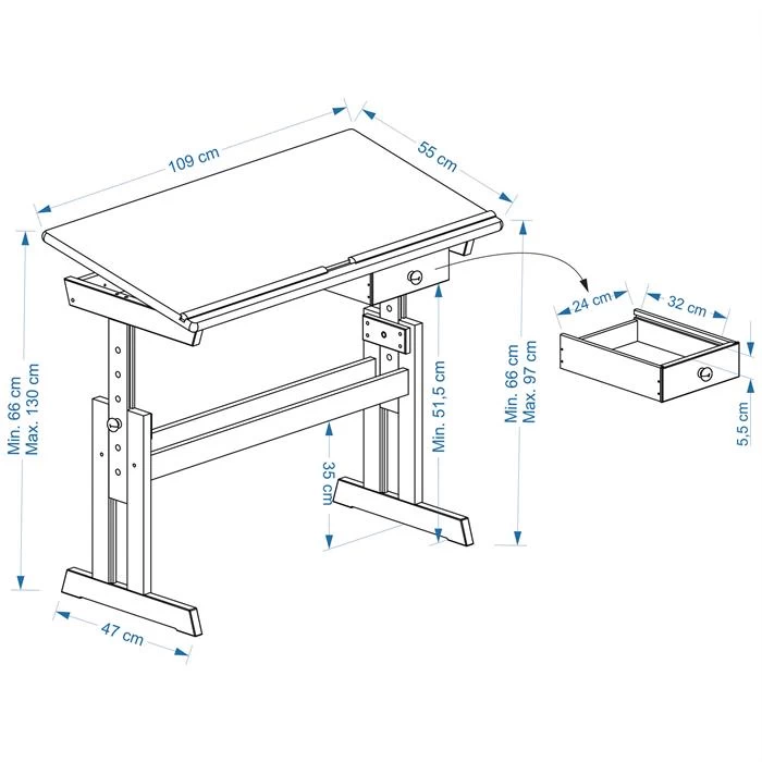 Kinderschreibtisch FLEXI Höhenverstellbar In Weiß 5 Kinderschreibtisch FLEXI Höhenverstellbar In Weiß – Bild 5