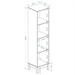 Regal Standregal LOGO 4 Fächer, Kiefer Natur -Berühmt Möbel LOGO 77010 11 12 Skizze