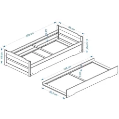 Ausziehbett LORENA 90x200 Cm, Kiefer In Weiß/rosa 5 Ausziehbett LORENA 90x200 Cm, Kiefer In Weiß/rosa -Berühmt Möbel LORENA Skizze 1