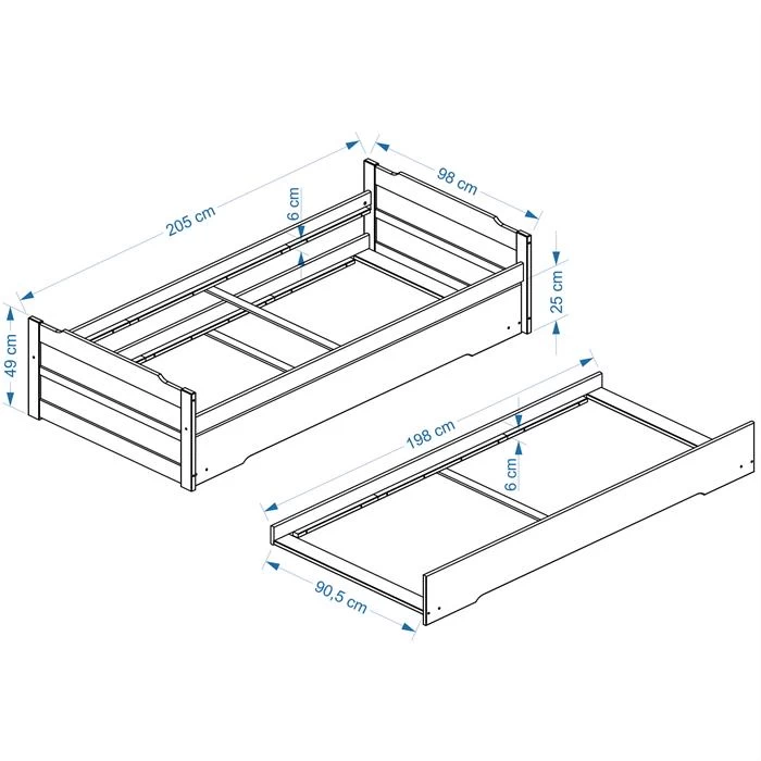 Ausziehbett LORENA 90x200 Cm, Kiefer In Weiß/rosa 3 Ausziehbett LORENA 90x200 Cm, Kiefer In Weiß/rosa – Bild 3