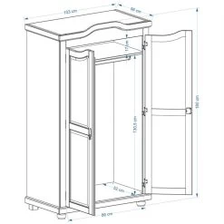 Kleiderschrank MÜNCHEN Mit 2 Türen, Kiefer Weiß/braun -Berühmt Möbel Munchen Skizze