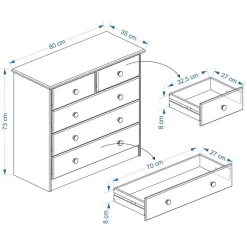 Kommode RONDO Mit 5 Schubladen In Weiß -Berühmt Möbel RONDO 8005 8105 8115 8205 Skizze