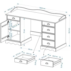 Schreibtisch Mit Aufsatz SANDRINE In Weiss 7 Schreibtisch Mit Aufsatz SANDRINE In Weiss -Berühmt Möbel SANDRINE Skizze
