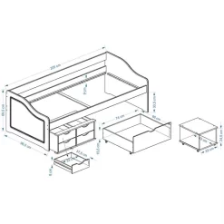 Bett Mit Stauraum SENTA 90x200 Cm, Kiefer Massiv Buchefarben -Berühmt Möbel Senta Skizze