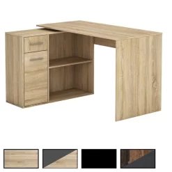 Eckschreibtisch LENA Mit Regal In Weiß/schwarz